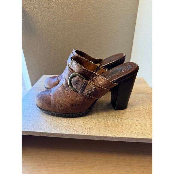 BOC Brown Leather Heeled Mules - Size 8 - Picture 3 of 10